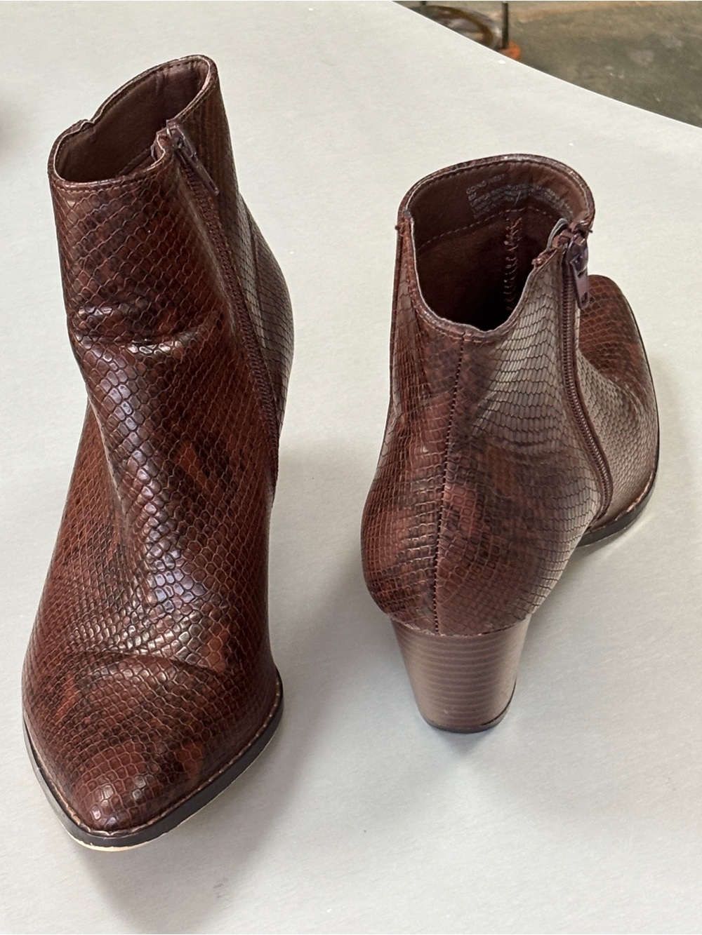 Western Brown Snake-Embossed Ankle Boot 8 - Picture 8 of 12